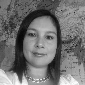 Black and white photo of María Paz Canales