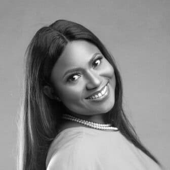 Black and white photo of Felicia Anthonio