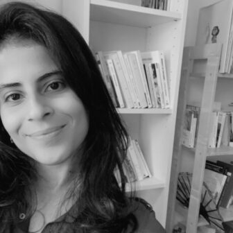 Black and white photograph of Lina Alhathloul
