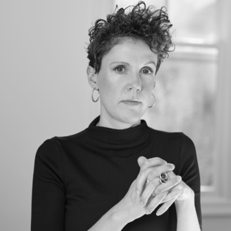 Black and white photo of Anne Marie Engtoft Larsen