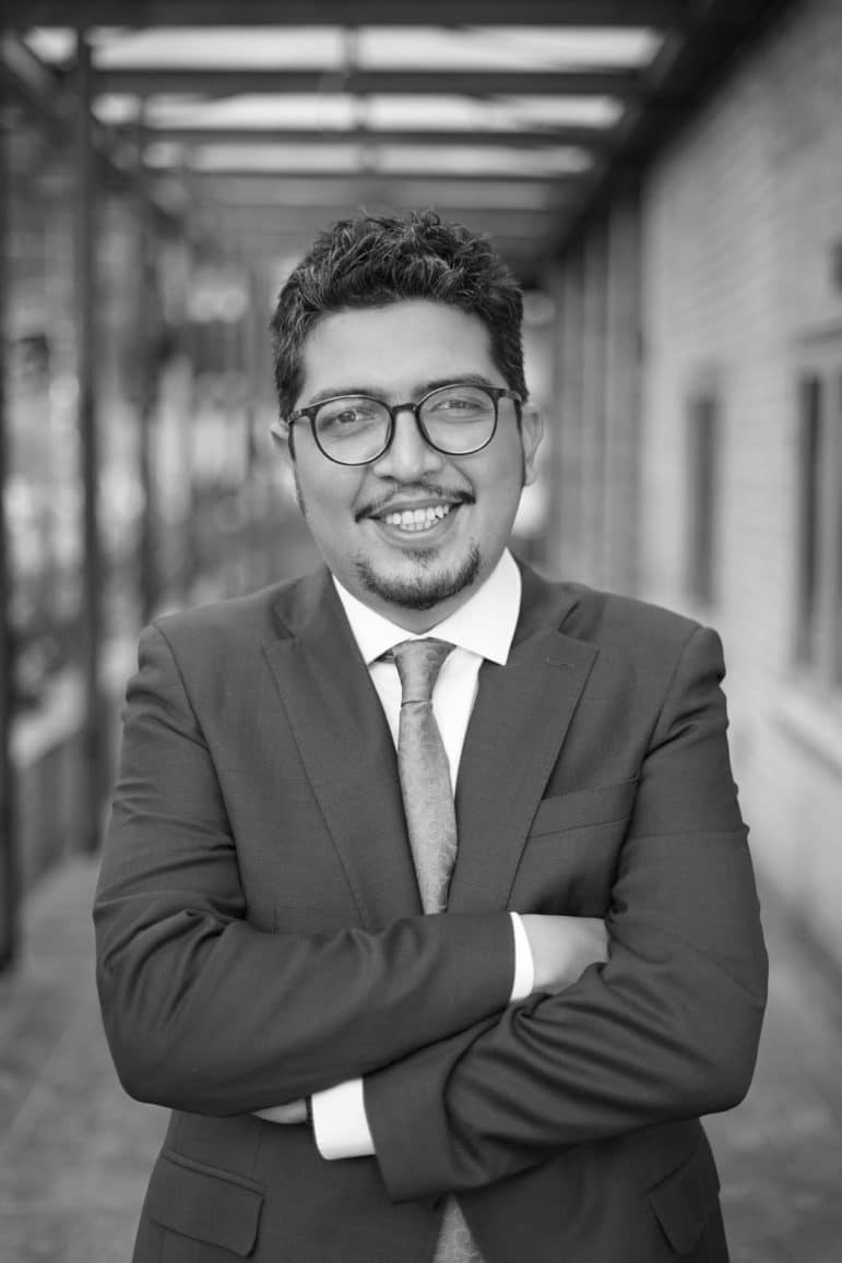 Black and white photo of Pedro Vaca Villarreal