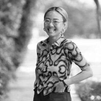 Black and white photograph of Xiaowei Wang