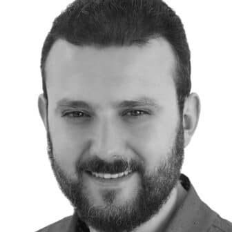 Black and white photo of Chérif El Kadhi