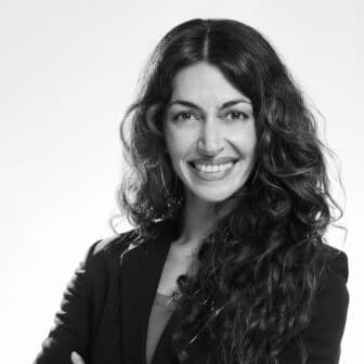 Black and white photo of Niousha Roshani