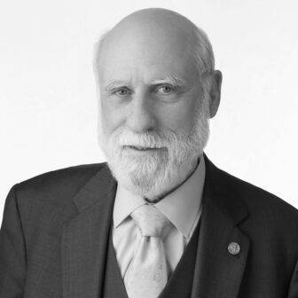 Black and white photo of Vint Cerf