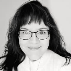 black and white photograph of Laura Okkonen