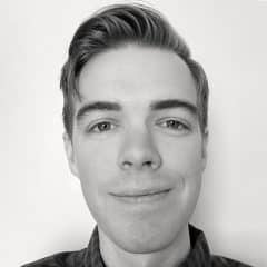black and white photograph of Zach Rosson